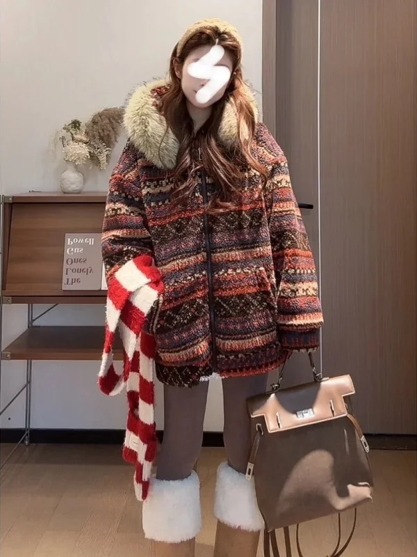 

Trendy Oversized Hooded Jaet Korean Sle Women's Faionable Sweatirt Unique Attractively Warm Long Sve Winter Coat