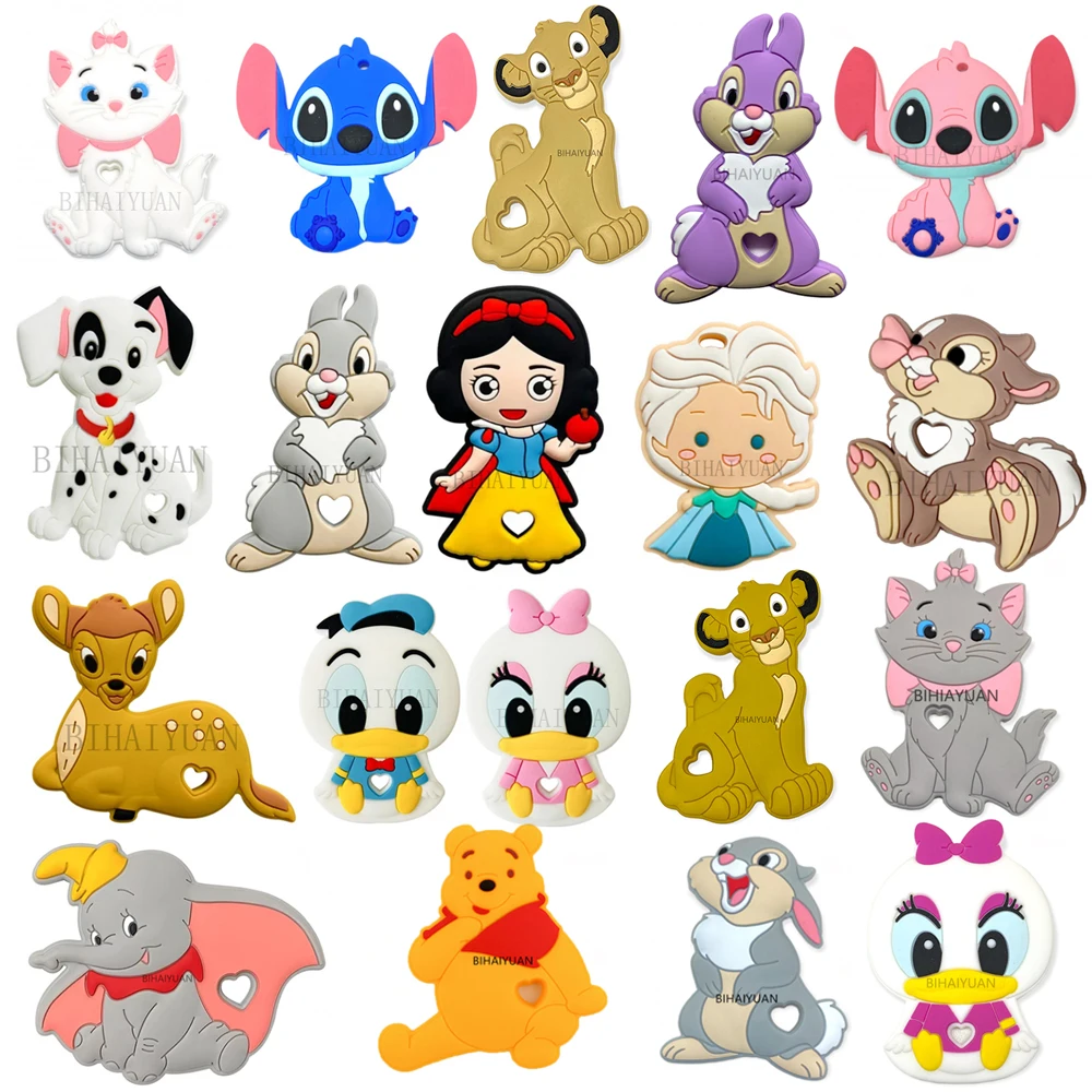 1pcs marie cat princess Stitch bambi Silicone teether Baby DIY Pacifier Chain Clips Toy Jewelry Accessories gift