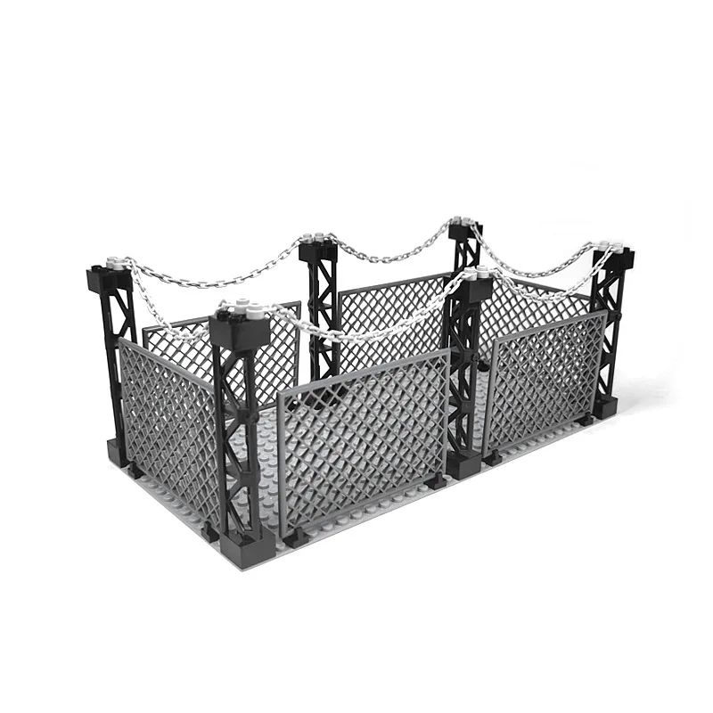 Military Isolation Belt Net Dinosaur Cage Building Block Army Accessory City Chain Fence Baseplate MOC Part Blocks Kids Toys