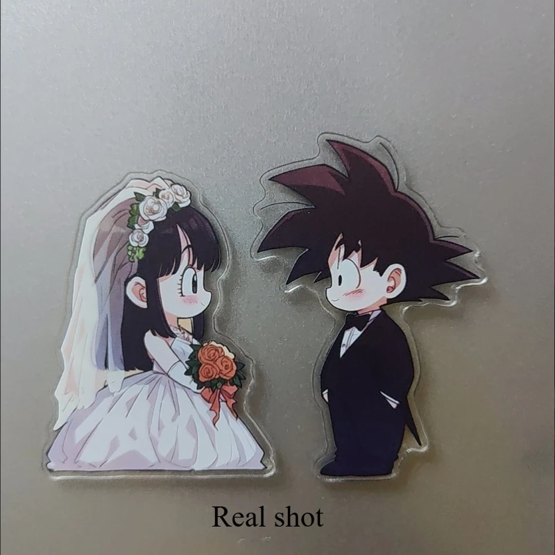 Dragon Ball cartoon cute wedding dress theme acrylic fridge magnet kawaii 2D magnetic charm anime merchandise wholesale view 5