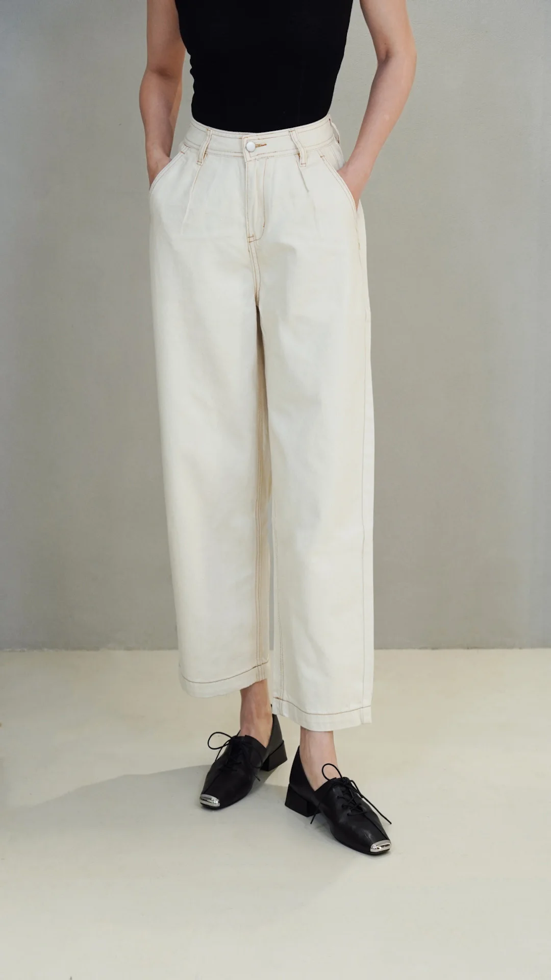 

Ele l Organic Cotton High Waist Wide Leg Jeans Women's Spring Summer New Sle Slimming Drapey Nine-Piece Denim