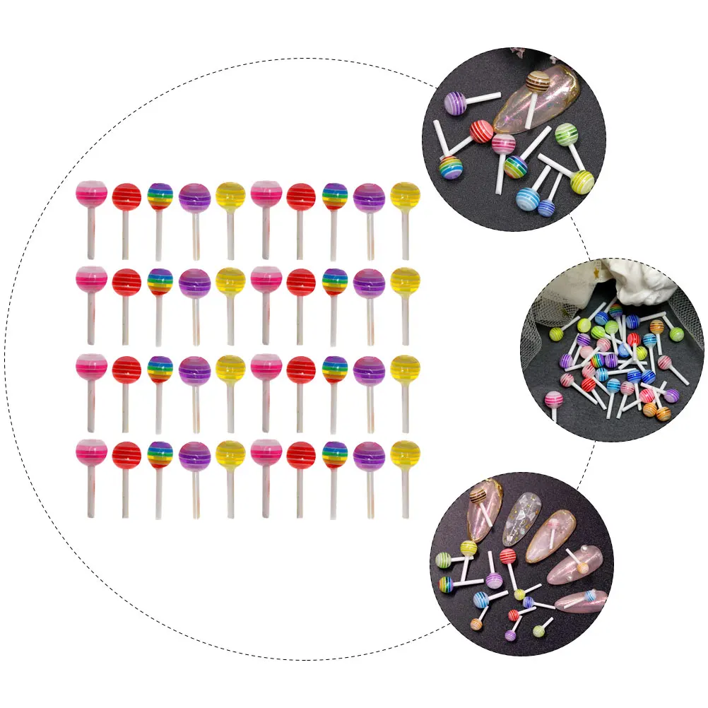 100 pezzi di lecca-lecca accessori per nail art parti di nastro ciondoli decorazione per unghie con fiocco lecca-lecca decorazioni in resina decorazioni