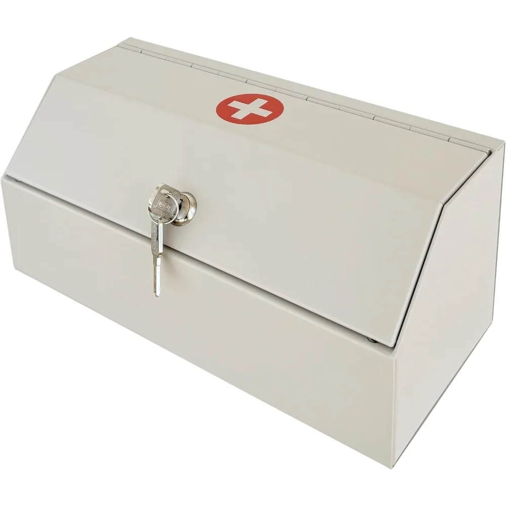 Secure Lockable Wall Mounted Medicine Storage Box Child Proof Organizer for Prescriptions and Medical Supplies