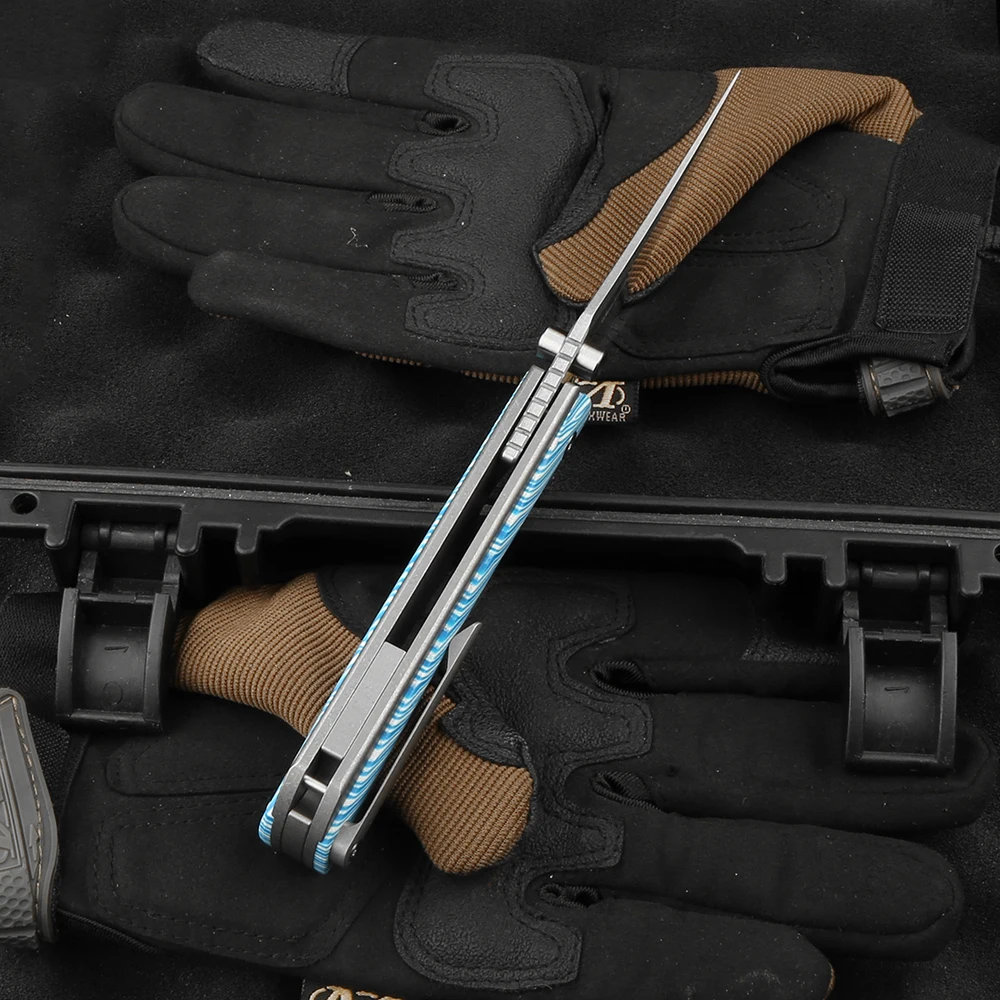 TWO SUN TS283 cuchillo plegable 14C28N Blade TC4 mango de aleación de titanio cocina Camping supervivencia al aire libre herramientas EDC