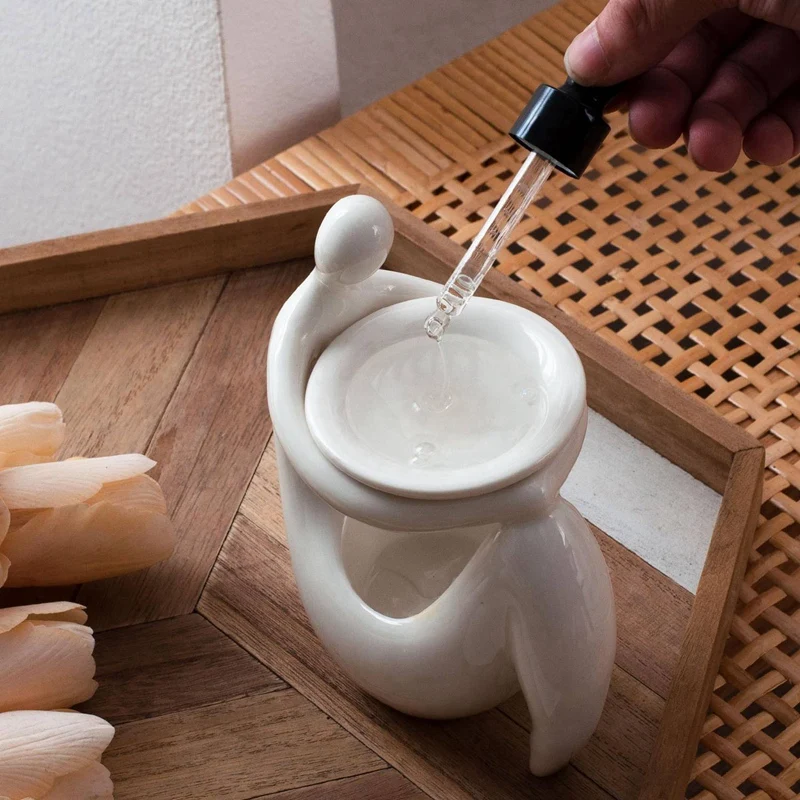 Oil Burner Stylish Holder Wax Candle Tart Burner Diffuser Decor Spa Meditation Bedroom Home Decor Gift Ornament-ROWI
