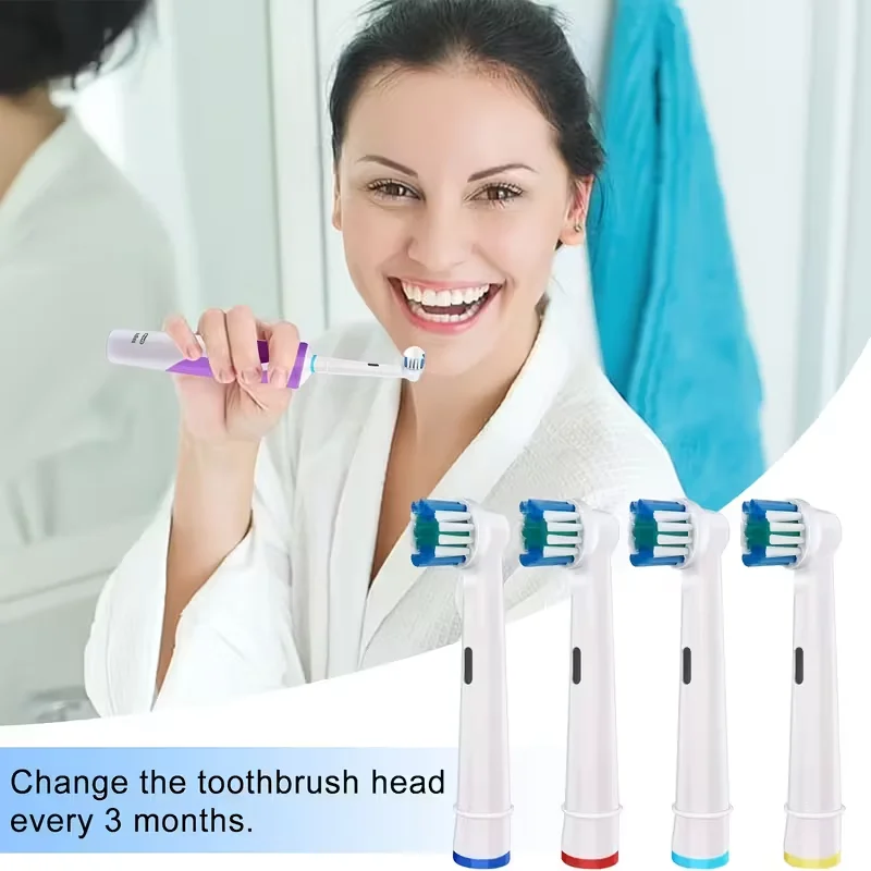 4/8/16pcs Toothbrush Heads Compatible with Oral-B Electric Toothbrush, Precision Clean, Multi-Color Identifier Rings