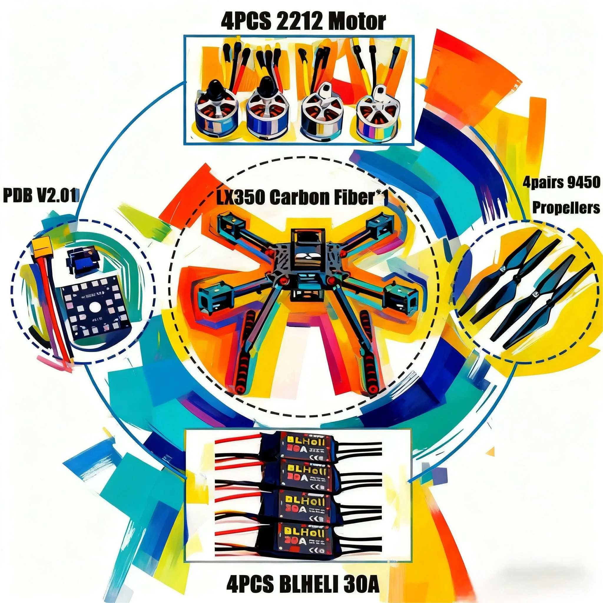 Kit telaio FPV in fibra di carbonio 350 Ardupilot 100Mw Radio telemetria Quadcopter Blheli 30A Esc 2212 Motore Pixhawk2.4.8 Controllo di volo