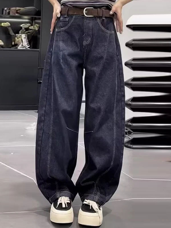 

Женские джинсы с высокой талией и широкими штанинами, новые, весна-осень, свободные, стройнящие, фасон «харлан», для фигуры типа «груша», с микроэластаном