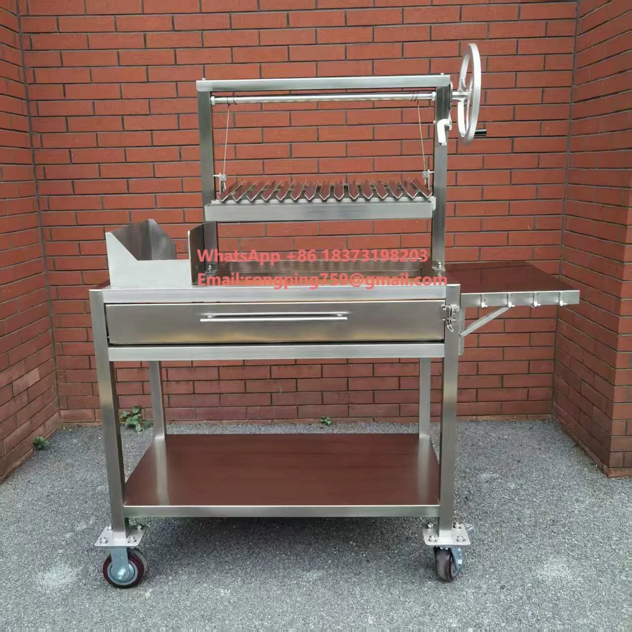 

40" New Design Wood Charcoal Stainless Steel BBQ Grill With Fire Basket Asado Parrilla Santa Maria Argentina Argentine Grill