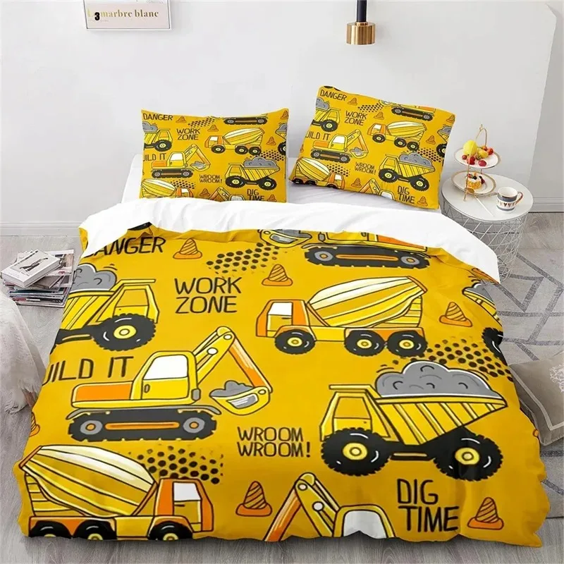 Car Excavator Quilt Cover Set Toy Pattern Suitable For Children Bedroom Various Types Of Bed Covers Four Seasons Boy Bedding