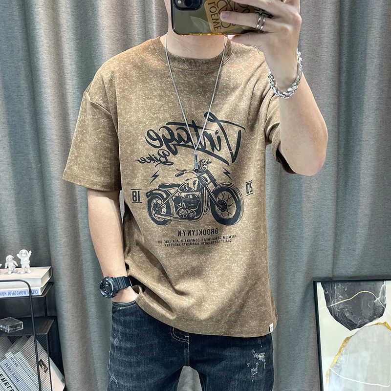 

Short-sleeved T-shirt Men's 2024 Summer New Arrival Men's Cartoon Printed Casual Half-sleeved T-shirt Top Men's Clothes
