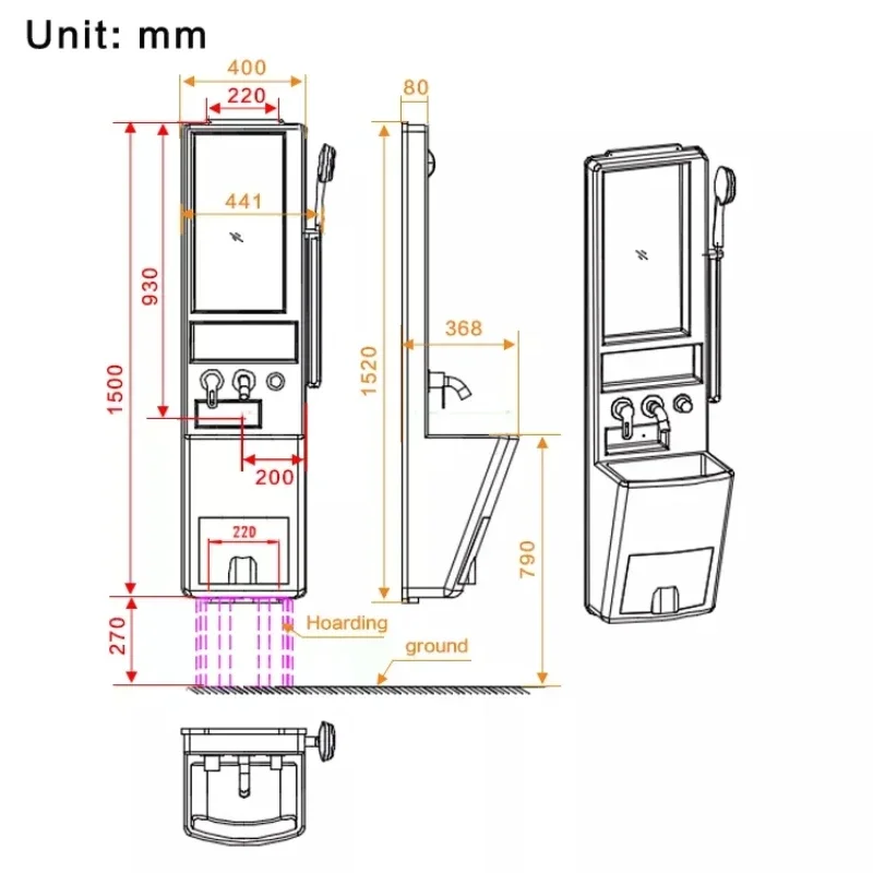 Caravan Simple ABS material Multi Functional Bathroom Cabinet Portable RV Motorhome integrated bathroom cabinet Wall hung