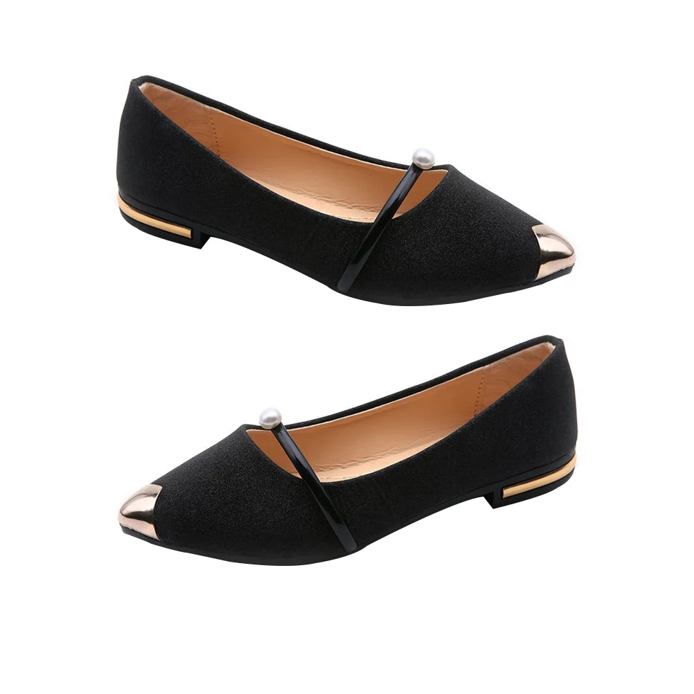 

1Pair Non-Slip Pearl Pointed Toe Flat Nude Shoes Fashion Woman Pumps for Shopping Dates Party Nude Shoes Woman Pumps