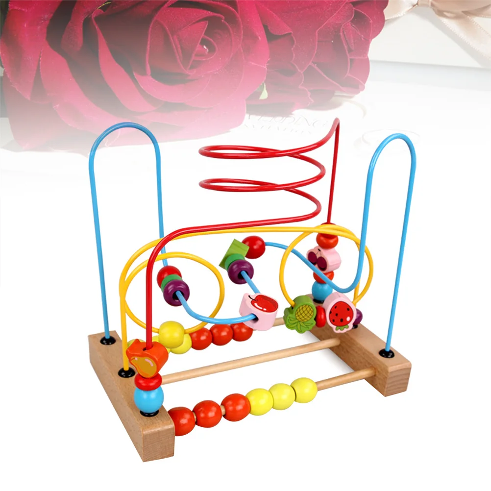 ブナ材の数えビーズ迷路、3歳以上のお子様向け、認知力と形の分類を学ぶモンテッソーリ木製ビーズ、教育玩具