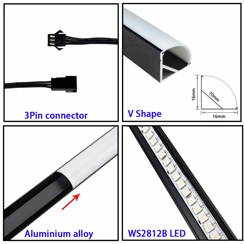 30cm DC5V USB Bluetooth LED Strip Bar RGBIC WS2812B Alloy Bar Colorful Music Sync Remote Control for Cabinet Shelf Backlight PC