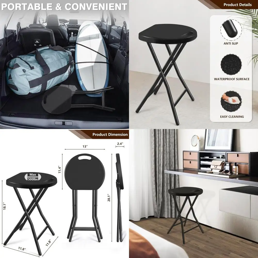 

Прочный складной табурет 18 с грузоподъемностью 500 фунтов, портативное круглое сиденье для взрослых, идеально подходит для общежитий, кухонь, церков и O.