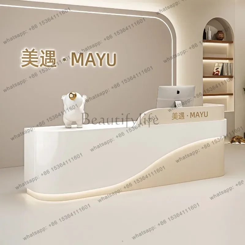LSModern Minimalist Beauty Salon Bar Counter Nordic High-end Clothing Store Company Reception Desk Office Furniture Pulpit FYRD