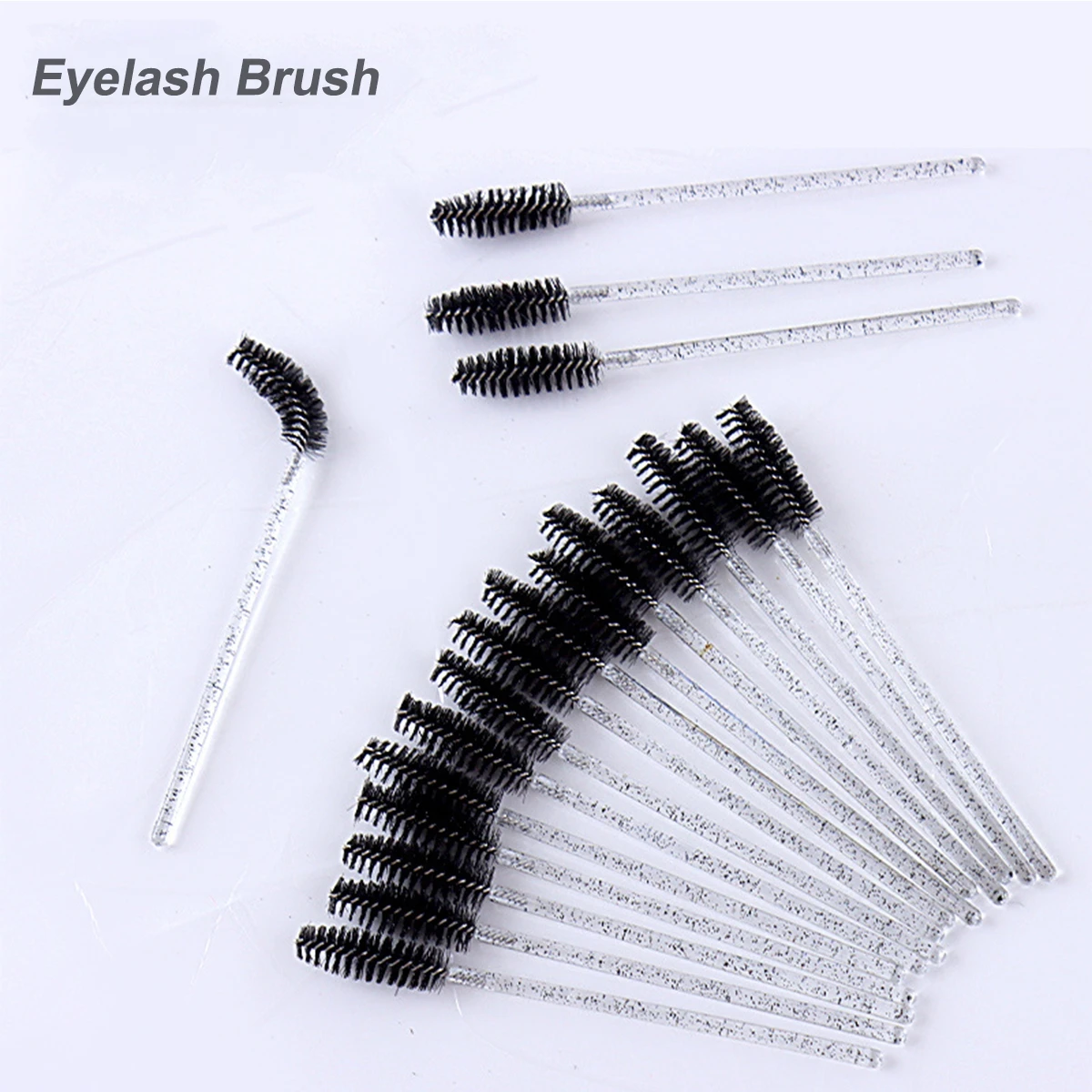 8 bis 98 Stück schwarze Einweg-Mascara-Stäbe, glitzernde Wimpernbürste mit klarem Griff, Spoolie-Wimpernwerkzeuge für Make-up und Schönheitssalon