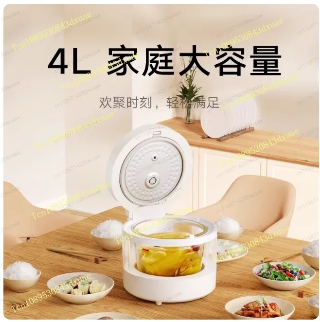 4L Transparent Steam Rice Cooker – Large-Capacity Intelligent Visual Steamer with Multi-Function Stewing Pot