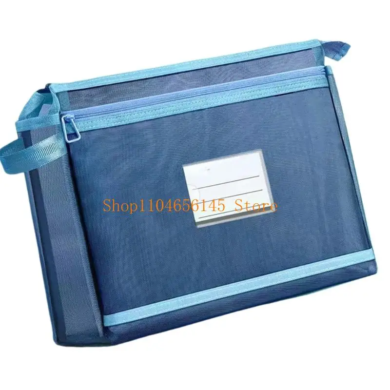 Double Layered Document Organiser Bag with Label Window Clear File Book Storage Pouches Document Folder Bag 32x26x6cm