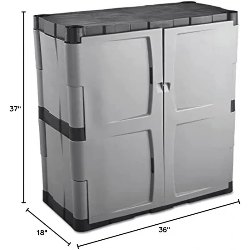 Independent Locker with Door, High,Medium,Gray/Black,Double-Shelf Lockable Cabinet