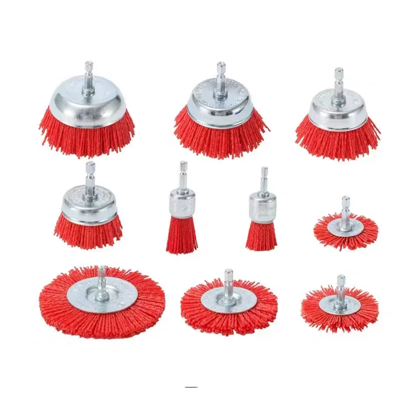 

Nylon Filament Abrasive Brush 1/4" Shank Drill Rotary Tool Nylon Cup Brush for Remove Rust/Corrosion/Paint Wood Polishing