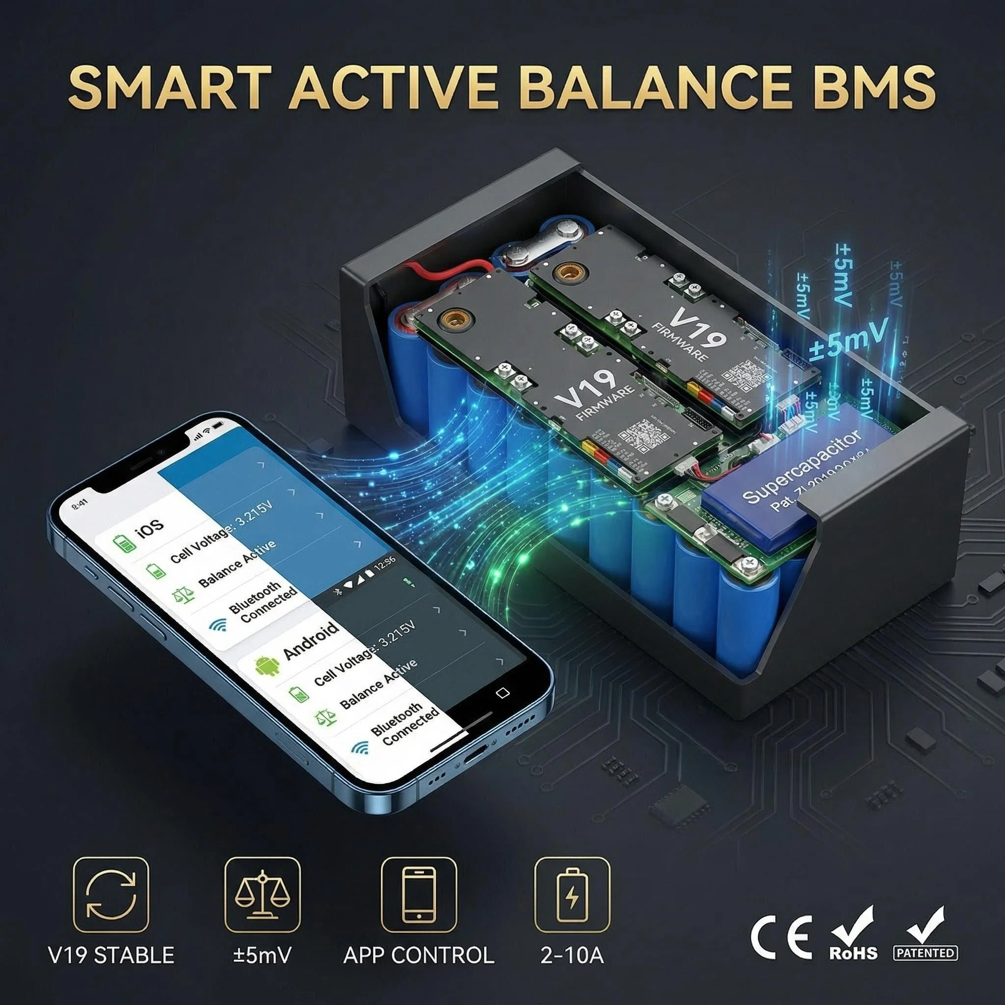 

JIKONG Inverter BMS V19 Home Energy Storage 200A 300A Active Balance 1A 2A LiFePo4 Li-Ion LTO Battery 8S 16S 24V 48V JKBMS V19