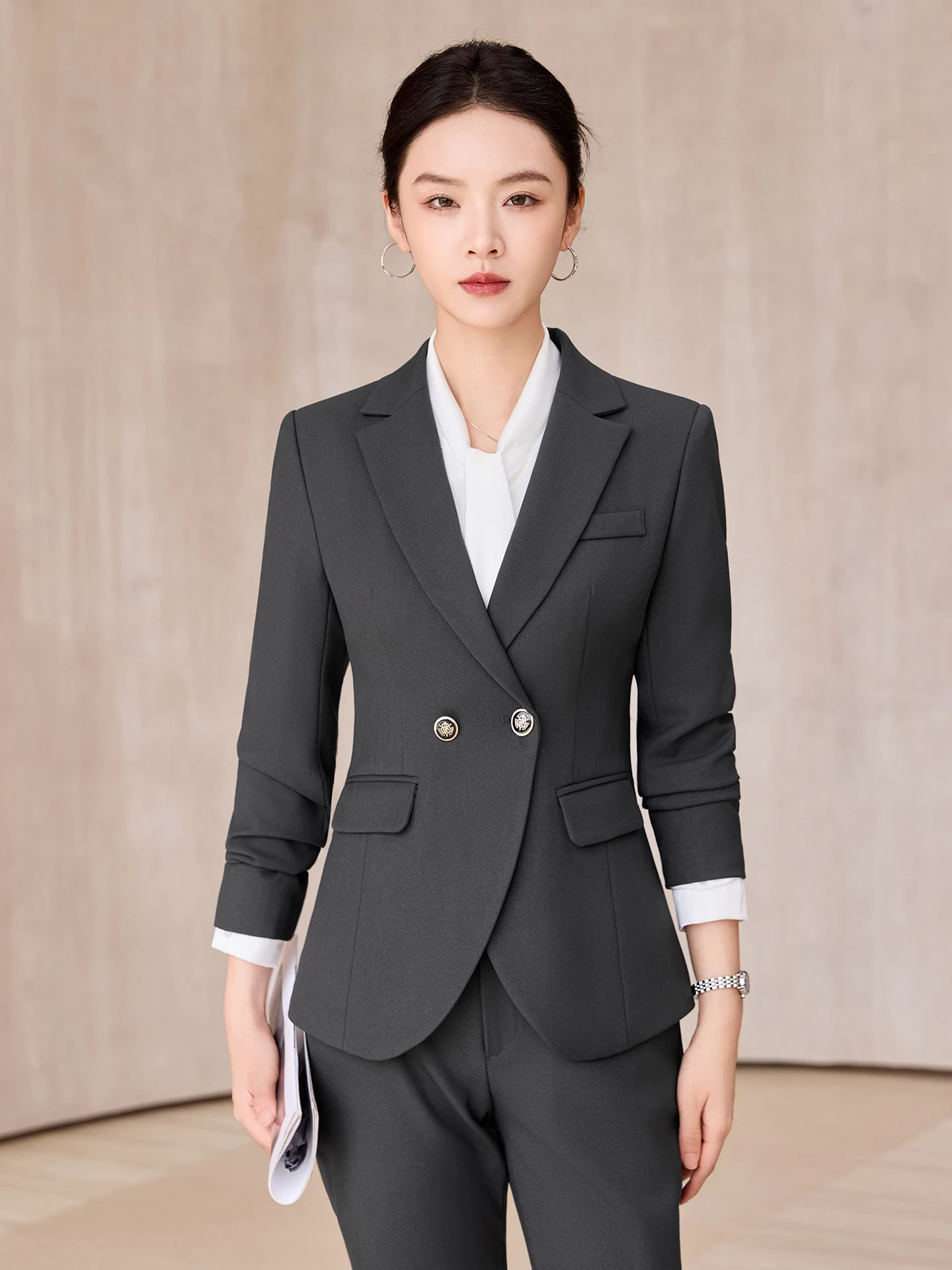 Blue Suit Set for Women Interview Formal High End Hotel Manager Workwear Management Staff Uniform Commute Style Slim Fit Long...