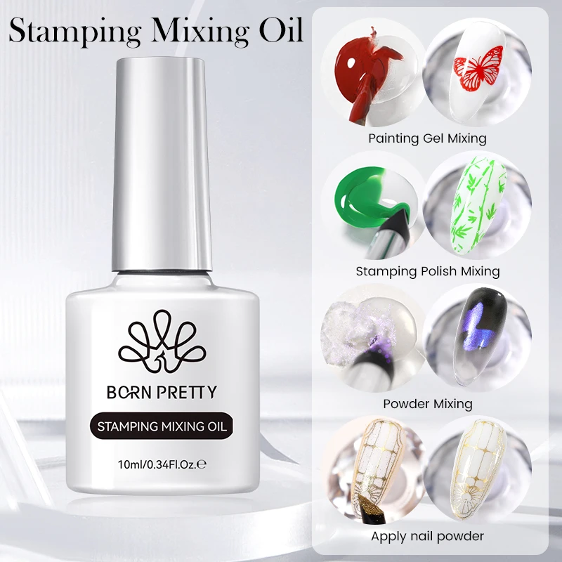 BORN PRETTY 10 ml 25 Farben Nagellack Nail Art Lack mit abziehbarem Nagellatex Schwarz Weiß Bunter Stempellack