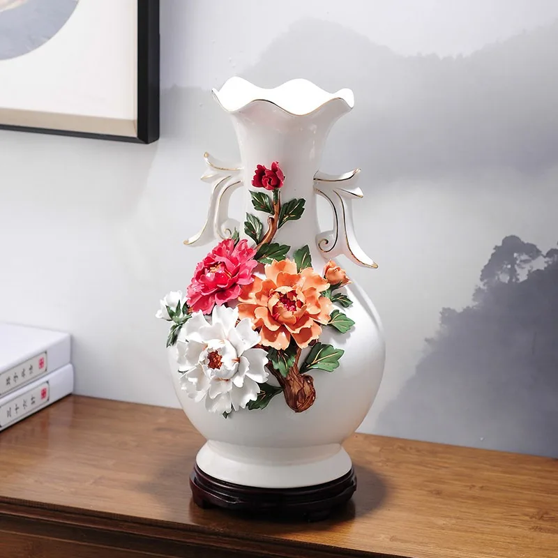 Jingdezhen new Chinese ceramic flower arrangement vase high-grade porcelain living room TV cabinet entrance home decoration orna