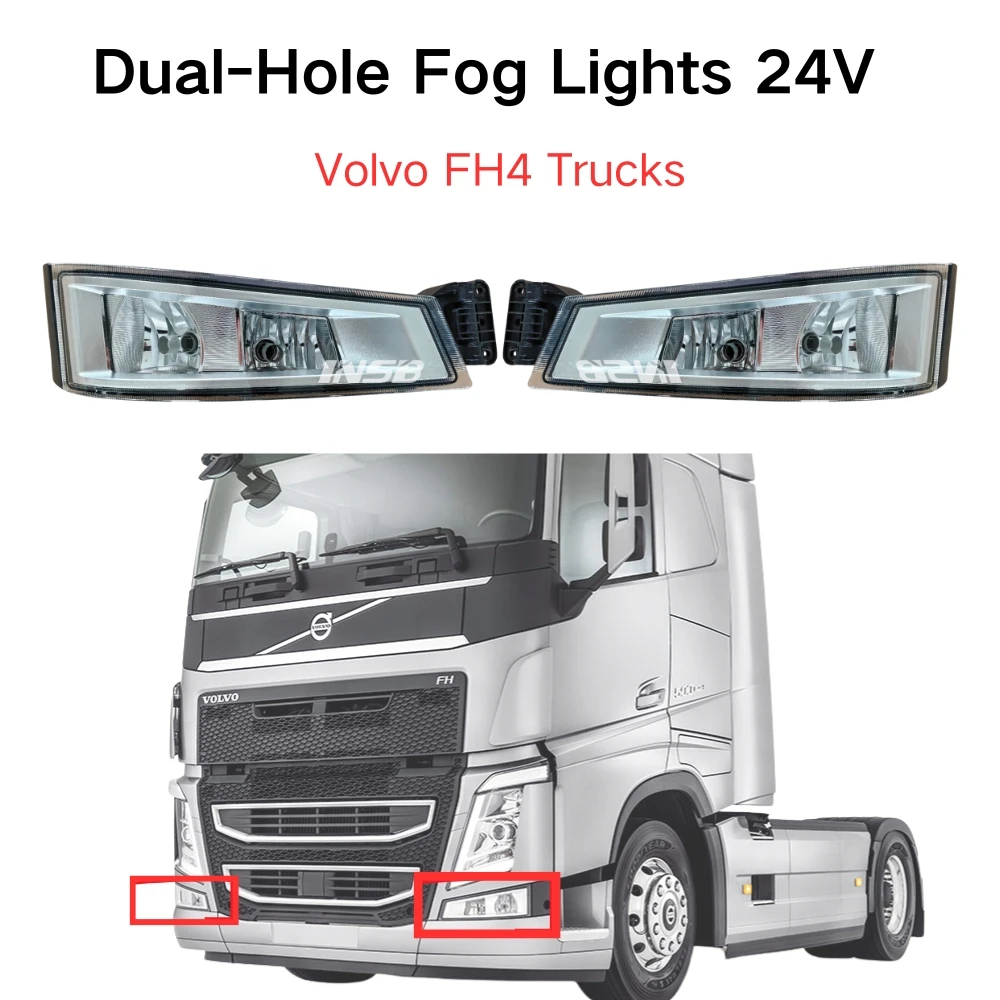 INSB OEM Number 82140763,84186279,82140744,84186281 Dual-Hole Fog Lights 24V Front Fog Lamp 1 Pc for Volvo FH Vers.4 FH4 Truck