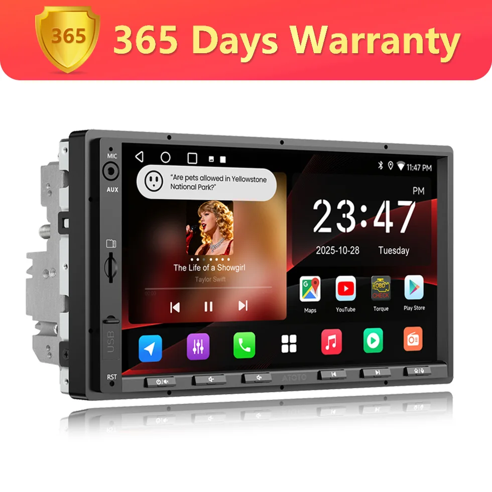 Autoradio Android 7 pouces double DIN, autoradio avec caméra DSP, navigation GPS, WiFi, Bluetooth, CarPlay, écran Android Auto, lecteur multimédia 2DIN pour voiture, unités centrales A5L Atotozone