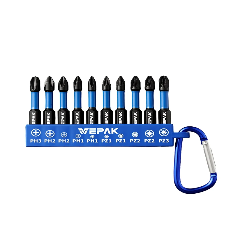 VEPAK VP1BSP50-10 10-In-1 Multi-Function Screwdriver Bit Set With Carabiner And Bit Holder