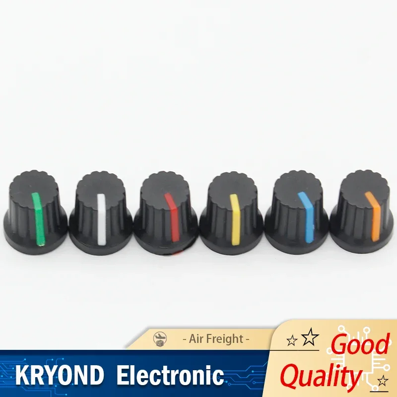 12PCS 6mm Shaft Hole Dia Plastic Threaded Knurled Potentiometer Knobs Caps Newest Hot Sale