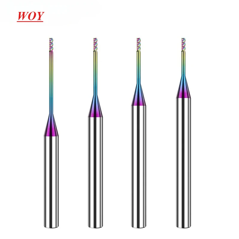 

WOY Colorful Coating Tungsten Steel Carbide 3-Flute Deep Groove Milling Cutter For CNC Mechanical Aluminum Flat End Mill Tool