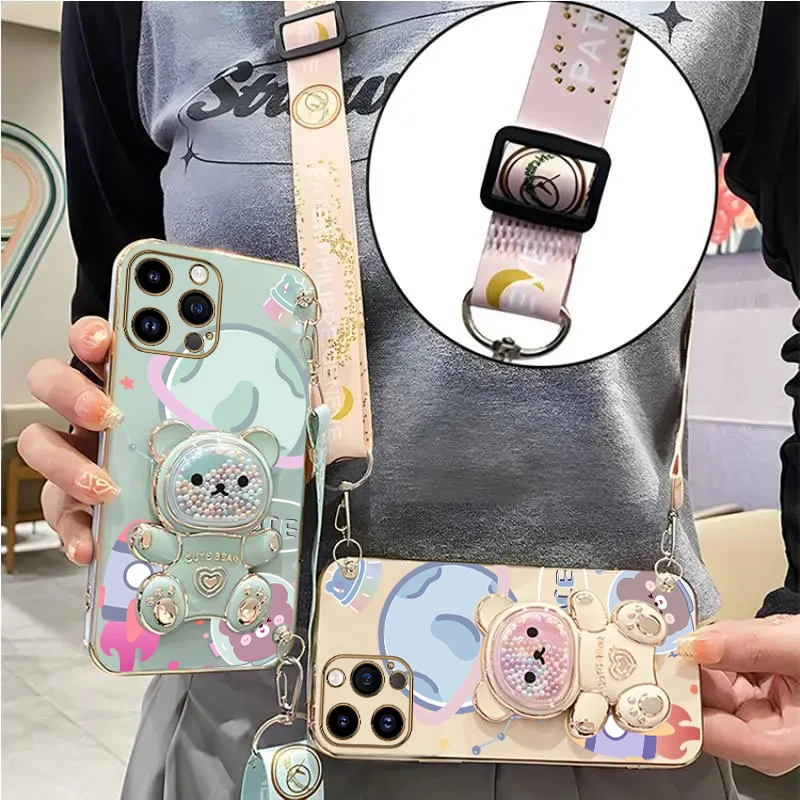 جراب حامل حبل تحمل لهاتف iPhone ، 14 ، 15 ، 11 ، 12 ، 13 Pro Max ، Mini ، 8 ، 7 ، 6 S Plus ، X ، Xr ، Xs Max ، Crossbody ، جراب بحامل وحزام