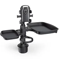 Soporte para teléfono y taza para coche, bandeja de montaje con rotación de 360 grados, ranura para mesa, accesorios para bebidas ajustables organizados para alimentos