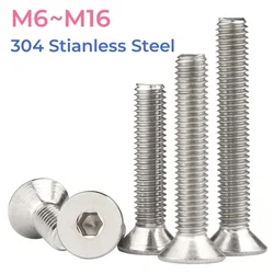 304 Stainless Steel Hexagon Hex Socket Flat Countersunk Head Furniture Screws Allen Bolts M6 M8 M10 M12 M16
