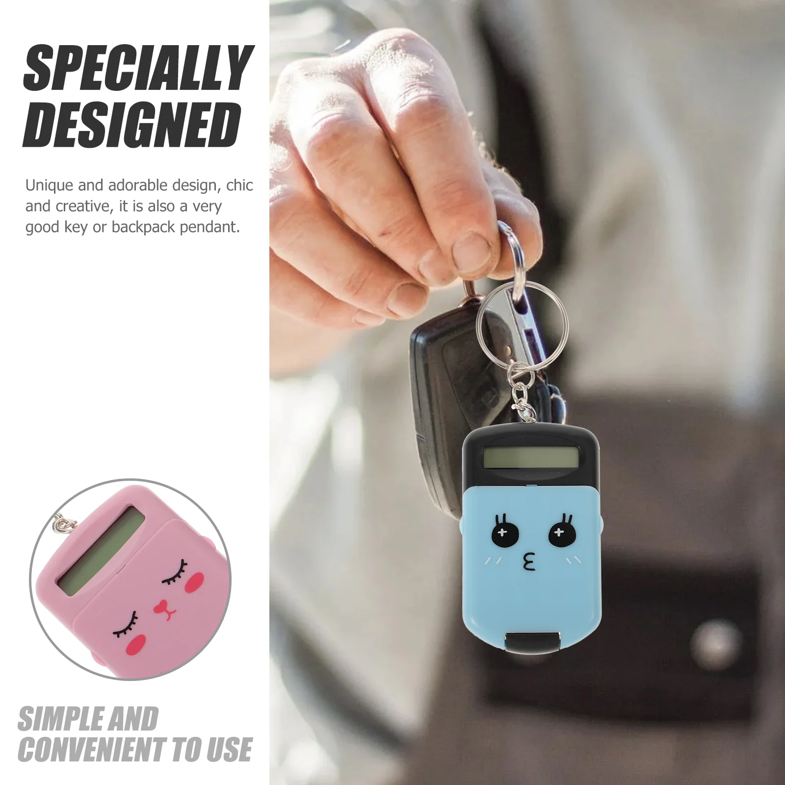 4 Pcs Mini Calculator Portable Pocket Electronic Key Ring Adorable Shaped Small for Students Keychain Gift Convenient