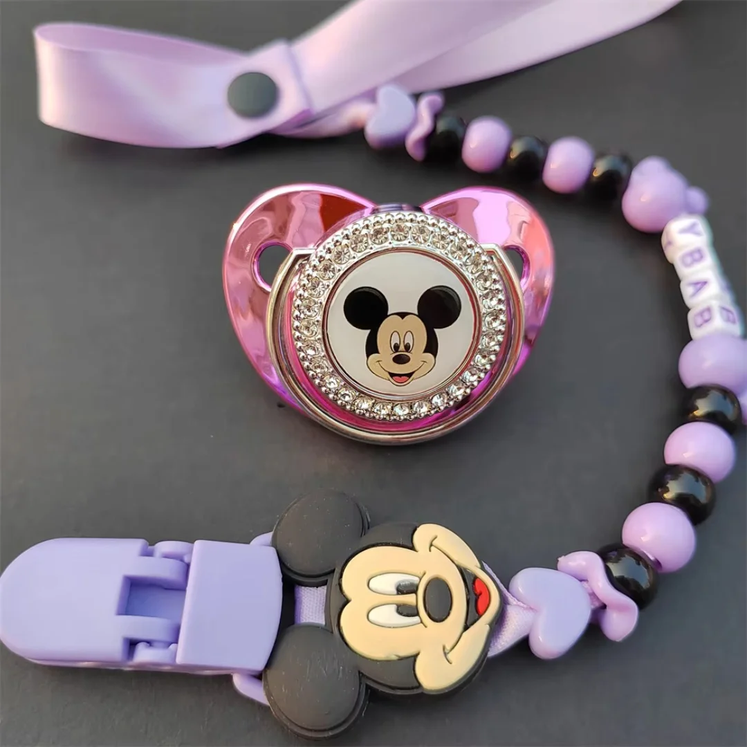 Mickey Mouse Baby Pacifier with custom bead-like pacifier Clip Bling BPA-free silicone fake pacifier Unique gift for newborn