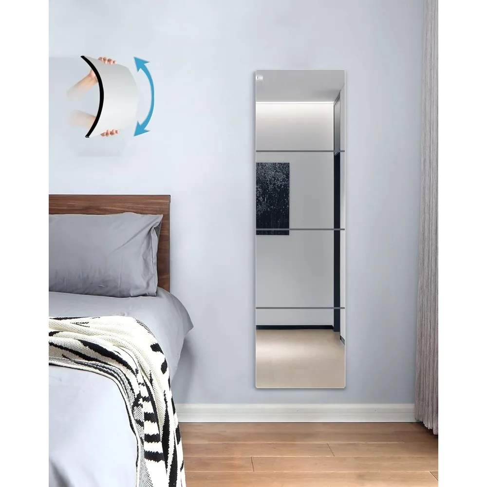 

4-piece set of indestructible shatter resistant mirror tiles for bedroom mirrors, children's and home gyms