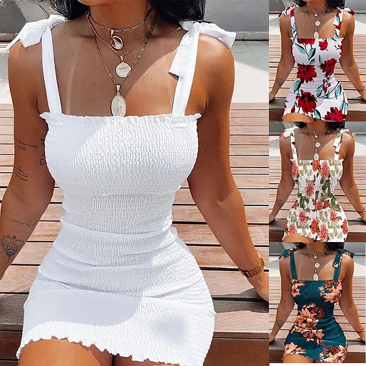 Print Floral Tie Front Bodycon Midi Dress Summer Spring Ruched Party Mini Dresses