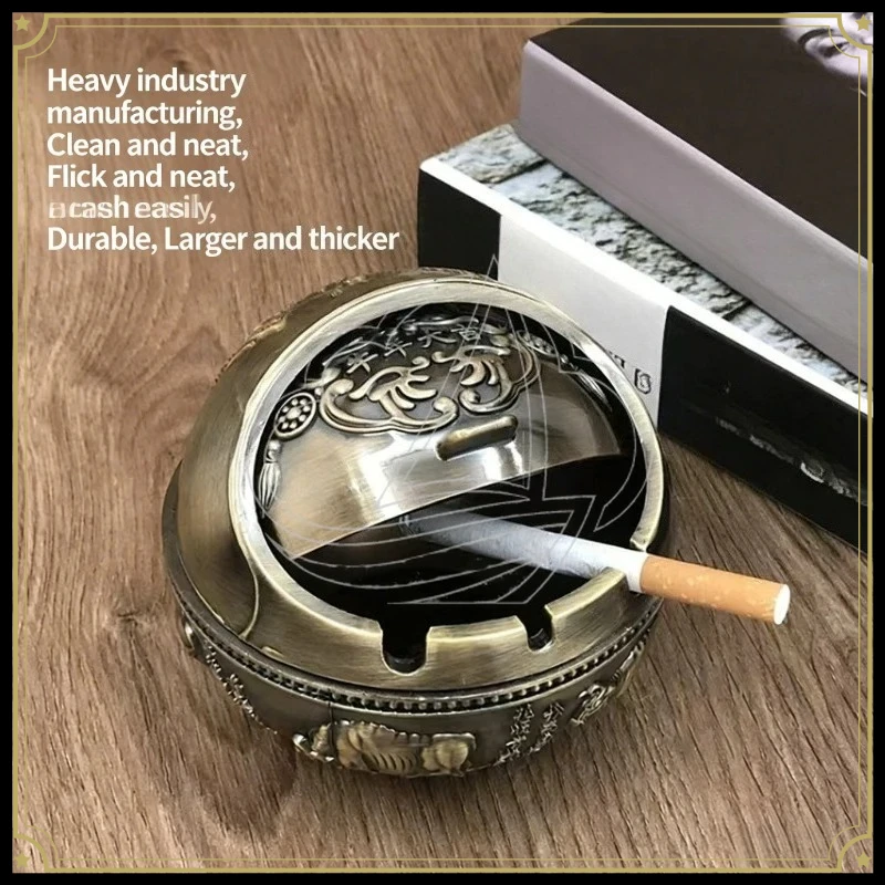 European Retro Metal Round Ashtray Creative Luxury Design for Home & Car Use