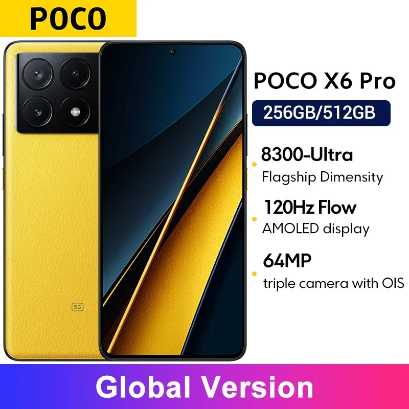 

POCO X6 Pro 5G Global Version Smartphone 67W turbo charging 6.67" 1.5K Flow AMOLED DotDisplay 64MP camera Dimensity 8300-Ultra