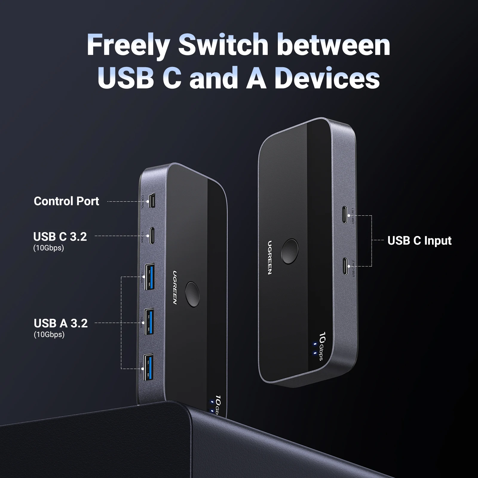 Imagem -04 - Ugreen-usb c Switcher para pc Teclado Mouse Impressora e Scanner 10gbps Pcs Compartilhando Dispositivos Usb c 3.2