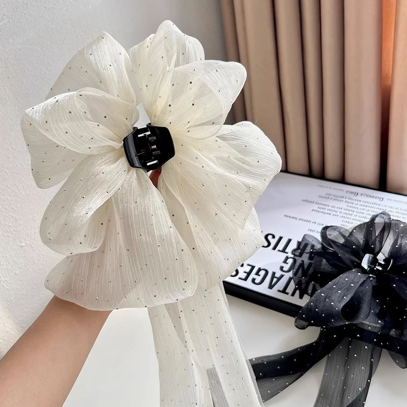 Large Bow Hair Claw Clip New Hairpin for Women Korean Sweet Ponytail Hair Crabs Hair Clip Girls Ribbon Non-slip Hair Accessories