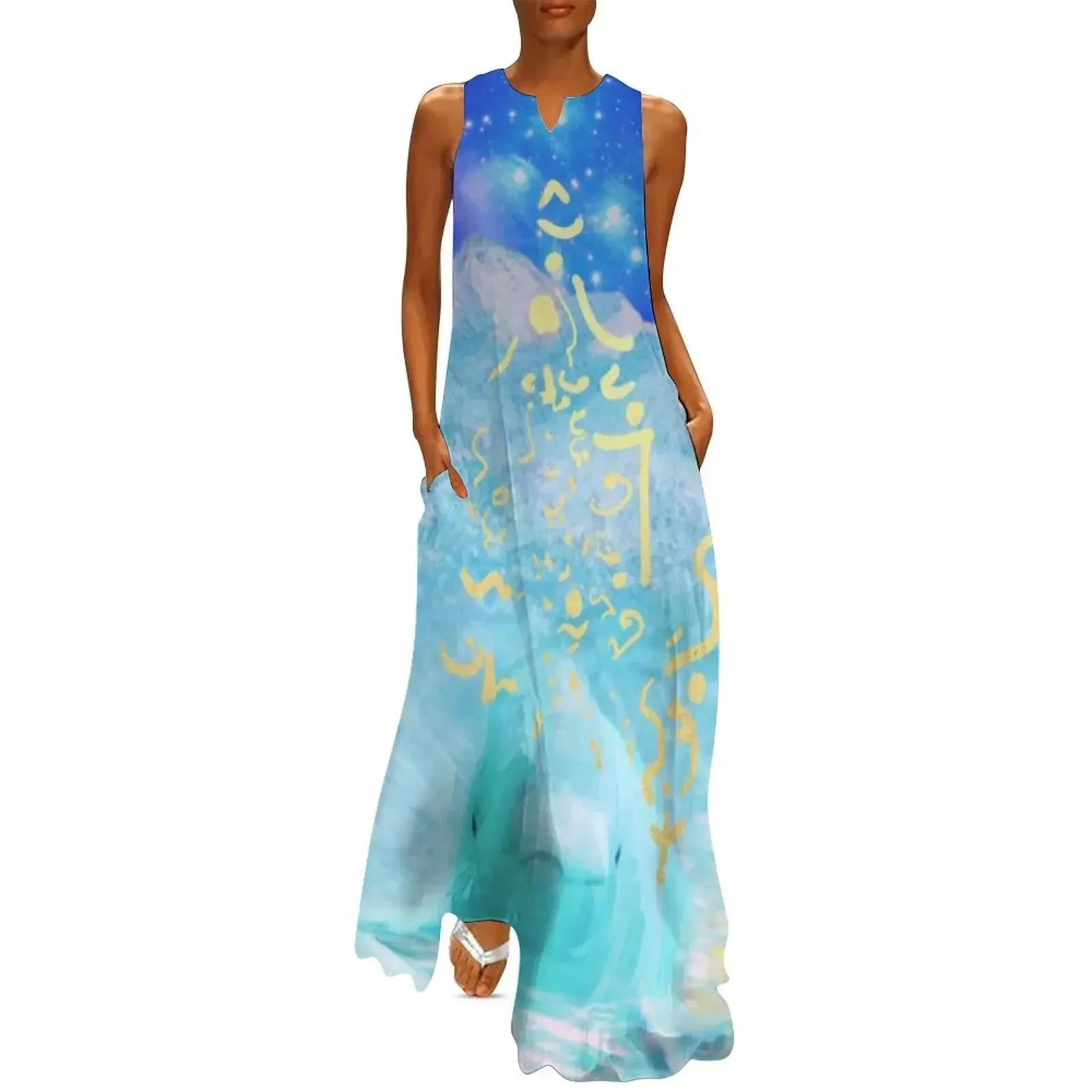 

Aquamarine Temple of Lemurian Healing Long Dress Women's summer skirt Dresses gala Long veiled dresses Dress