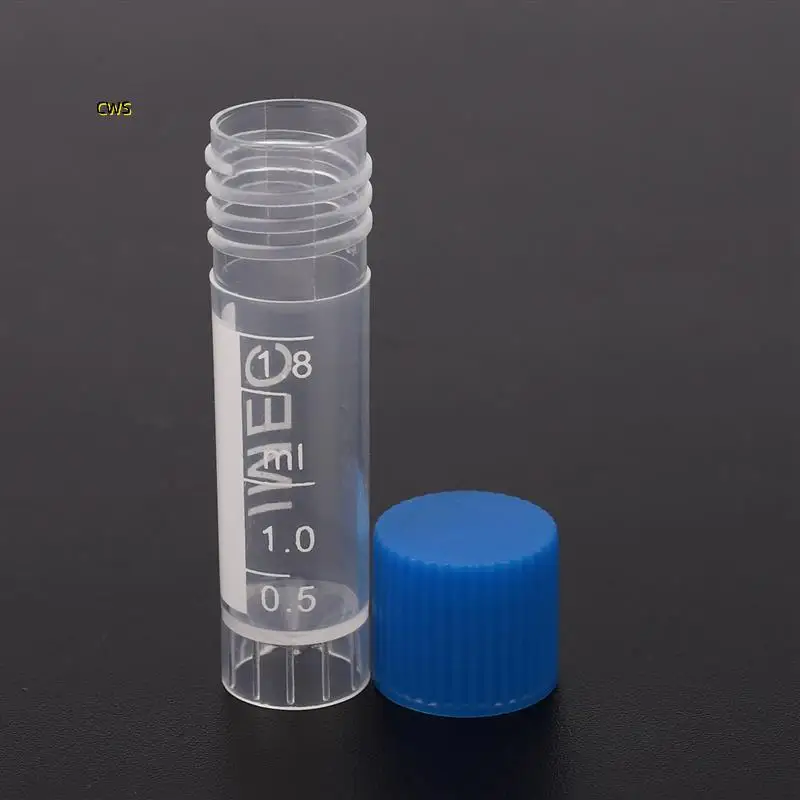 

300Pcs 1.8Ml Plastic Graduated 0.063Oz Cryovial Test Tube Sample Pipe With Seal Cap
