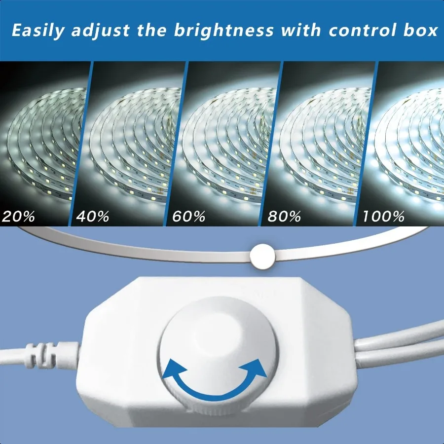 شريط أضواء LED أبيض 50ft 2 لفات من 25ft عكس الضوء 6500k ضوء النهار الأبيض شريط إضاءة LED 900 المصابيح 24 فولت أضواء Led لغرفة النوم م