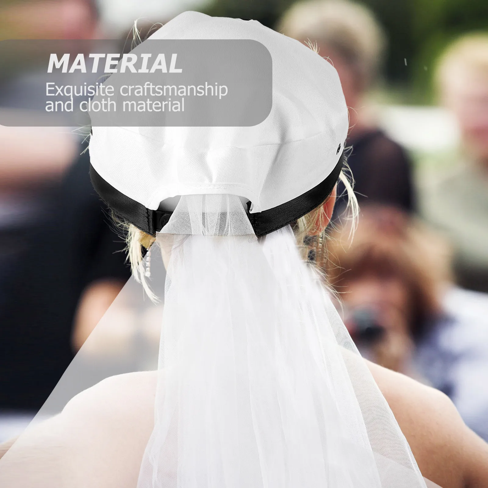 

Veil and Navy Cap Wedding Headwear with Costume Props Hat Bride Sailor Captain Bridal Cloth Headdress Women's